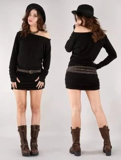 Robe Pull à Manches Chauve-souris "Kayäaz", Noir -Magasin De Vêtements Pour Femmes robe pull a manches chauve souris kayaaz noir p image 334646 grande