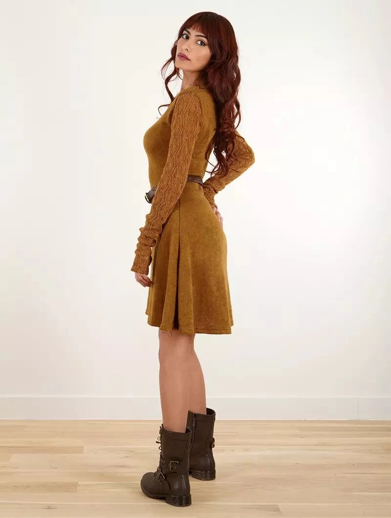 Robe Pull à Manches En Crochet "Oroshï", Rouille 3 Robe Pull à Manches En Crochet "Oroshï", Rouille – Image 3