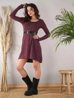 Robe Pull "Bohemian", Bordeaux -Magasin De Vêtements Pour Femmes robe pull bohemian bordeaux p image 328166 grande