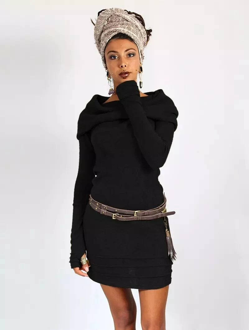 Robe Pull "Chryzalide", Noir 1 Robe Pull "Chryzalide", Noir