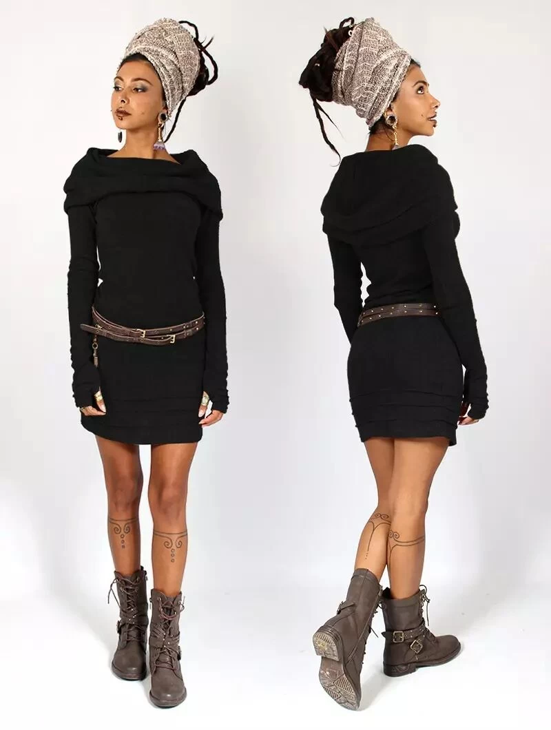 Robe Pull "Chryzalide", Noir 3 Robe Pull "Chryzalide", Noir – Image 3