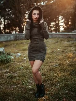 Robe Pull "Chryzalide", Vert Kaki -Magasin De Vêtements Pour Femmes robe pull chryzalide vert kaki p image 326840 grande