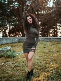 Robe Pull "Chryzalide", Vert Kaki -Magasin De Vêtements Pour Femmes robe pull chryzalide vert kaki p image 326852 grande