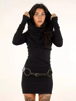 Robe Pull Col Bénitier "Kali", Noir -Magasin De Vêtements Pour Femmes robe pull col benitier kali noir p image 344801 grande