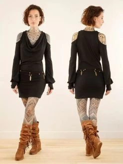 Robe Pull épaules Dénudées "Elixir", Noir