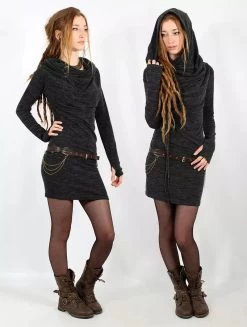 Robe Pull Col Bénitier "Kali", Gris Charbon -Magasin De Vêtements Pour Femmes robe pull kali gris charbon p image 327318 grande