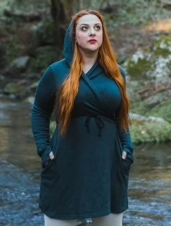 Robe Pull Portefeuille "Dark", Bleu Pétrole Foncé -Magasin De Vêtements Pour Femmes robe pull portefeuille dark bleu petrole fonce p image 339553 grande