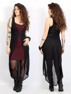 Robe Sans Manches Courte Devant Et Longue Derrière "Marrakech", Bordeaux Et Noir -Magasin De Vêtements Pour Femmes robe sans manches courte devant et longue derriere marrakech bordeaux et noir p image 337701 grande