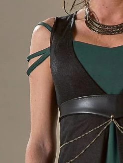 Robe Sans Manches Courte Devant Et Longue Derrière "Marrakech", Vert Canard Et Noir -Magasin De Vêtements Pour Femmes robe sans manches courte devant et longue derriere marrakech vert canard et noir p image 332852 grande