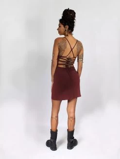 Robe Courte Dos Nu "Sunee", Bordeaux -Magasin De Vêtements Pour Femmes robe sunee bordeaux p image 323795 grande