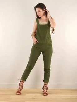 Salopette Velours Côtelé "Arawat", Vert Kaki -Magasin De Vêtements Pour Femmes salopette velours cotele arawat vert kaki p image 347976 grande