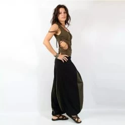 Sarouel Unisexe "Aslesha", Noir Et Kaki -Magasin De Vêtements Pour Femmes sarouel aslesha noir et kaki p image 313161 grande