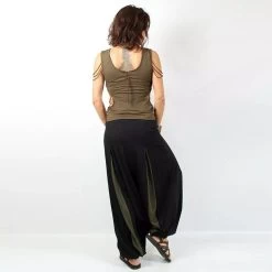 Sarouel Unisexe "Aslesha", Noir Et Kaki -Magasin De Vêtements Pour Femmes sarouel aslesha noir et kaki p image 313162 grande