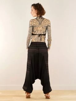 Sarouel Fluide "Ginie Aztec", Noir Avec Imprimés Marron -Magasin De Vêtements Pour Femmes sarouel fluide ginie aztec noir avec imprimes marron p image 347772 grande