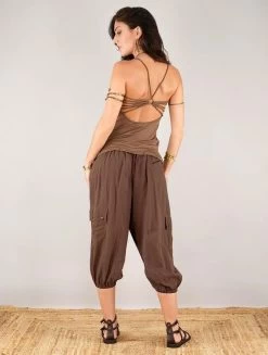 Sarouel Court "Mei", Marron -Magasin De Vêtements Pour Femmes sarouel mei marron p image 331926 grande