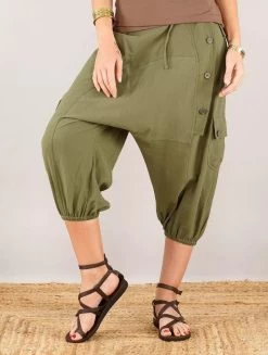 Sarouel Court "Mei", Vert Kaki