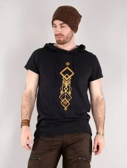 T-shirt Long à Capuche Unisexe "Singha", Noir -Magasin De Vêtements Pour Femmes t shirt long a capuche unisexe singha noir p image 329232 grande