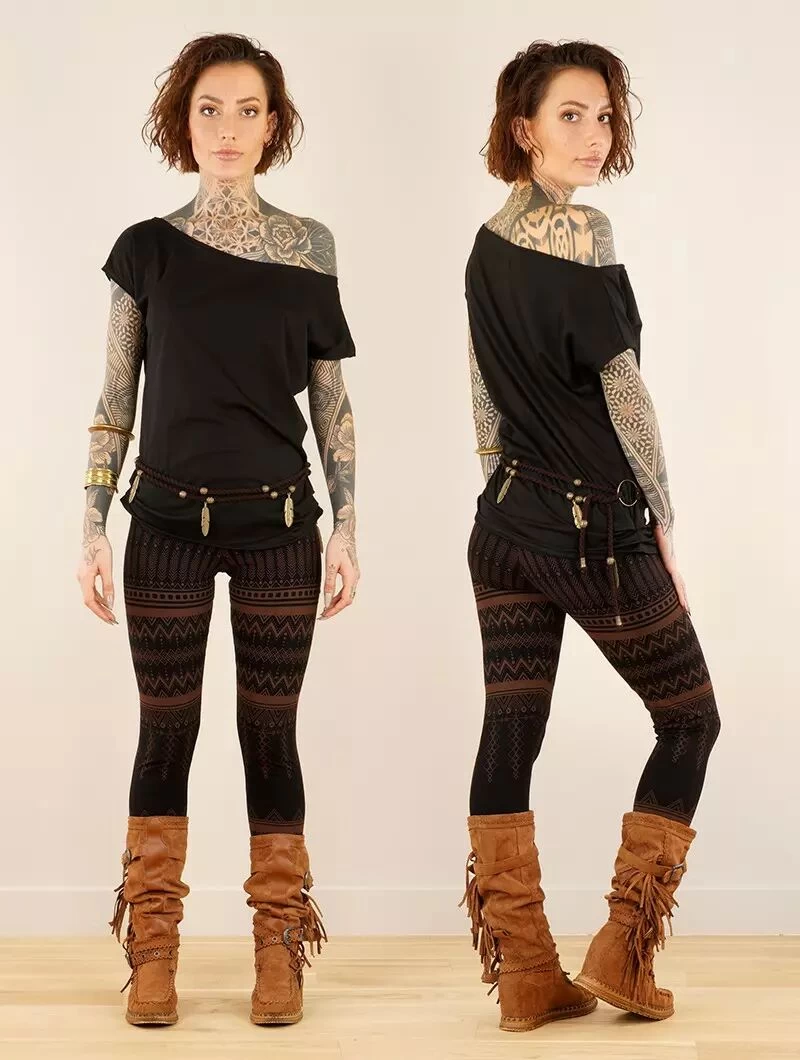 T-shirt Loose à Col Bateau "Kayäazü", Noir 3 T-shirt Loose à Col Bateau "Kayäazü", Noir – Image 3