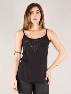 Top à Bretelles Imprimé "Ciryandil Zohraa", Noir