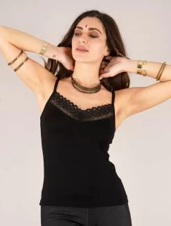 Top à Bretelles "Crystal", Noir