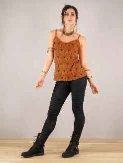 Top à Bretelles Imprimé "Ciryandil Peafowl", Rouille Orangé -Magasin De Vêtements Pour Femmes top a bretelles imprime ciryandil peafowl rouille orange p image 340590 grande