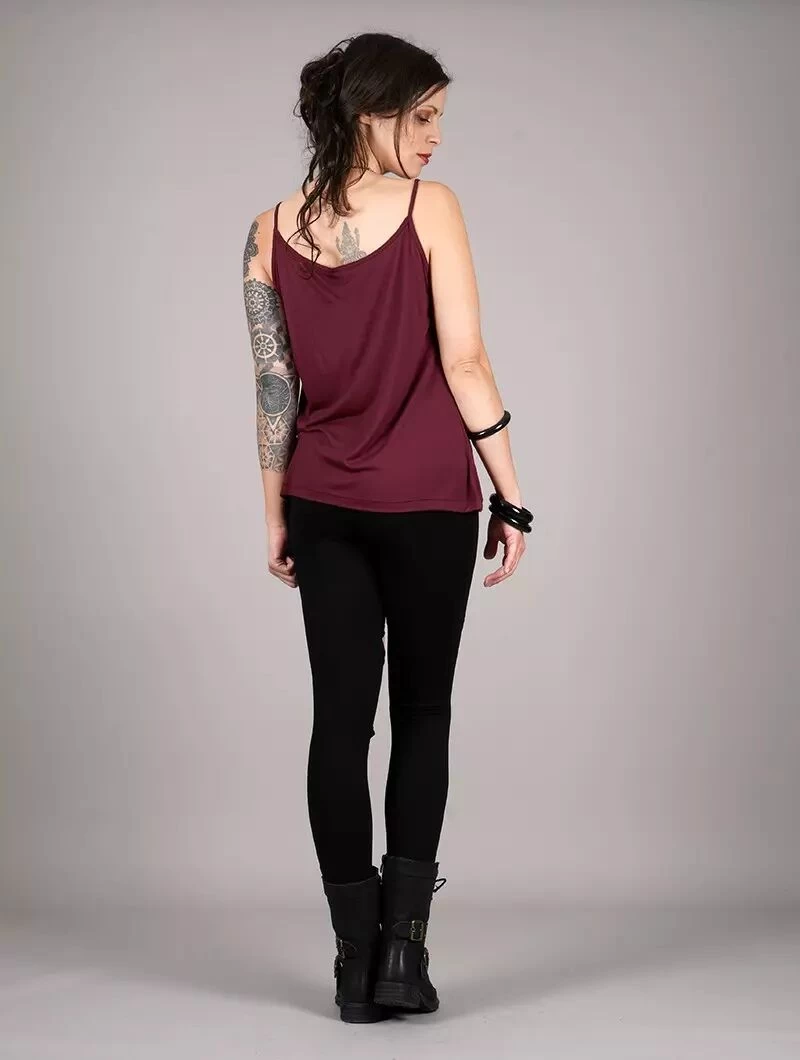 Top à Bretelles Imprimé "Lotus Ciryandil", Bordeaux 3 Top à Bretelles Imprimé "Lotus Ciryandil", Bordeaux – Image 3