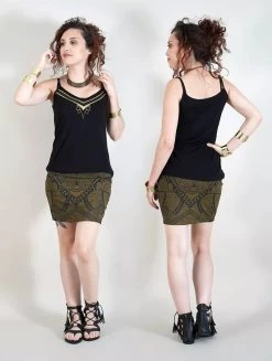 Top à Bretelles Imprimé "Lotus Ciryandil", Noir -Magasin De Vêtements Pour Femmes top a bretelles lotus ciryandil noir p image 332780 grande