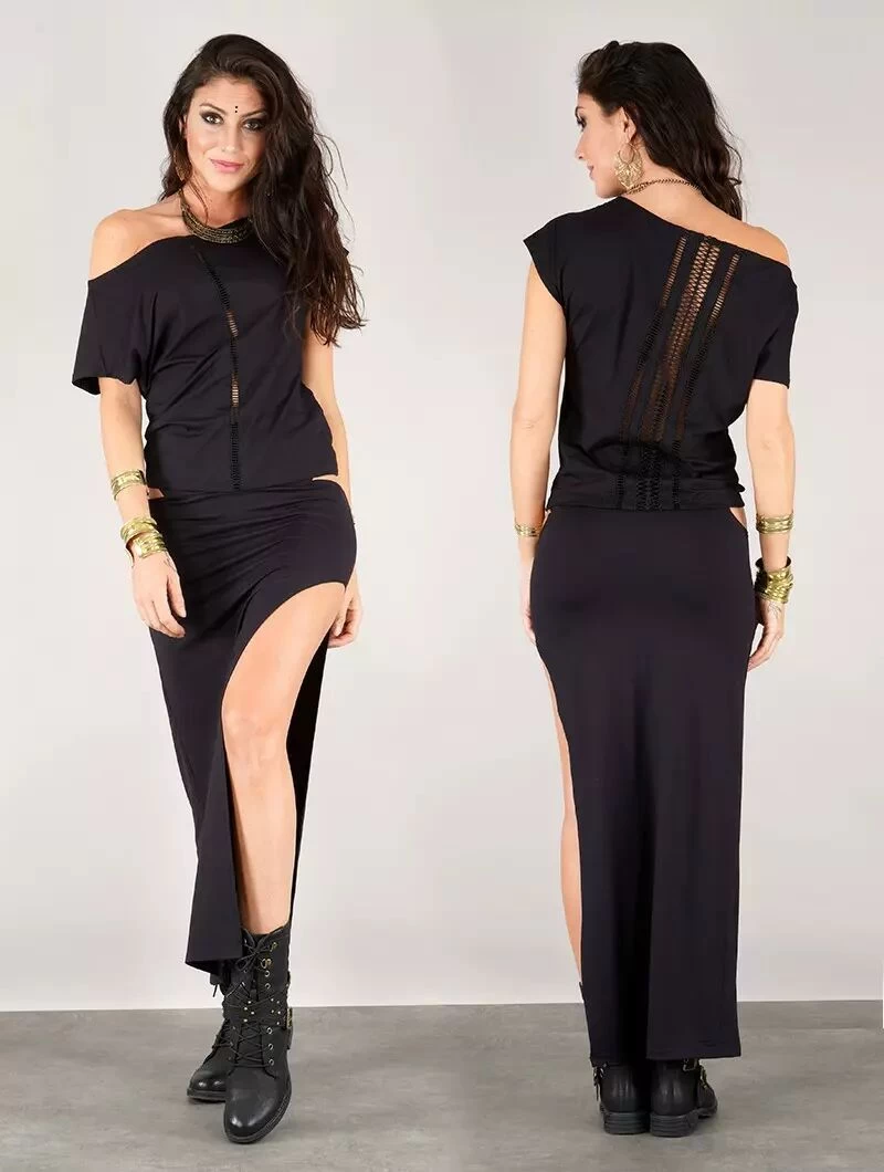 Top à Manches Courtes "Kassandra", Noir 2 Top à Manches Courtes "Kassandra", Noir – Image 2