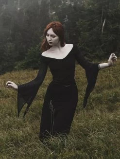 Top à Manches Longues évasées "MoonSpell", Noir