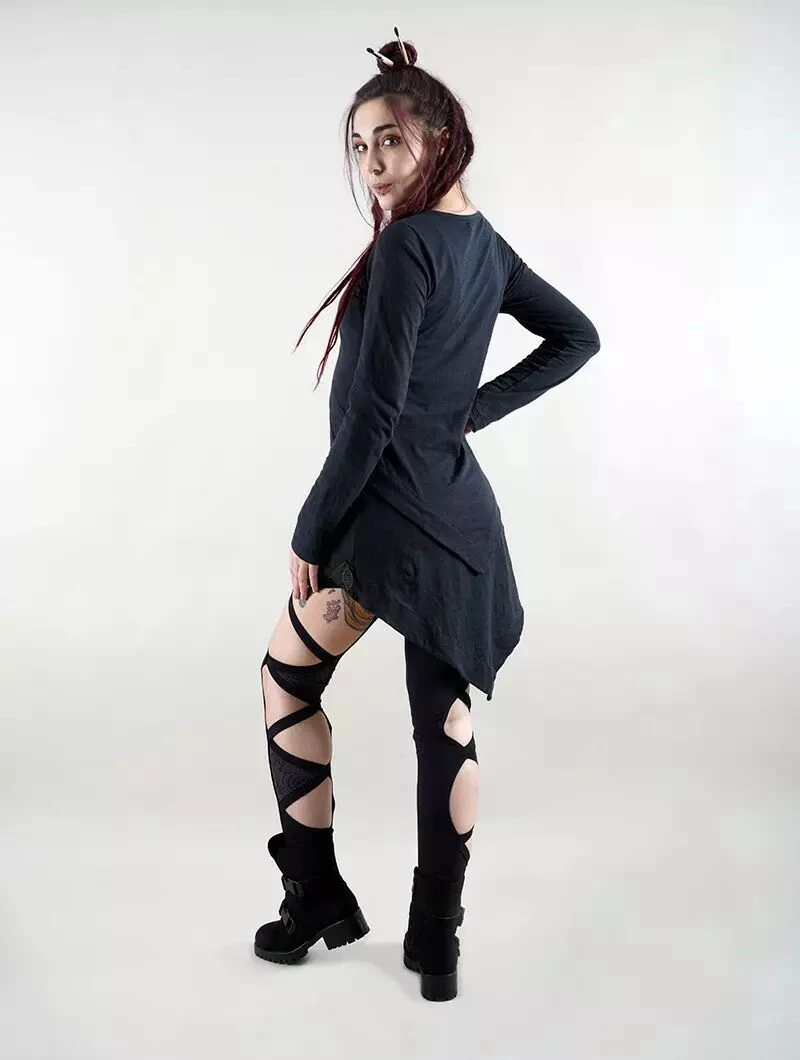 Top Asymétrique Manche Longue "Pisac", Noir 2 Top Asymétrique Manche Longue "Pisac", Noir – Image 2