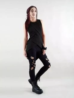Top Asymétrique "Pisac", Noir