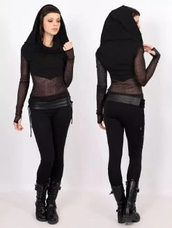Top Manches Longues Avec Empiècements Transparents "Azmiyäa", Noir Bi-matière -Magasin De Vêtements Pour Femmes top azmiyaa noir bi matiere p image 337094 grande