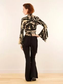 Top Boléro Manches Longues évasées "Apala", Noir Tie Dye -Magasin De Vêtements Pour Femmes top bolero manches longues evasees apala noir tie dye p image 347801 grande