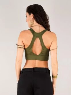 Brassière Crop Top "Zohra", Vert Kaki