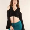 Top Dos Nu à Manches Longues évasées Et épaules Dénudées "Maena", Noir