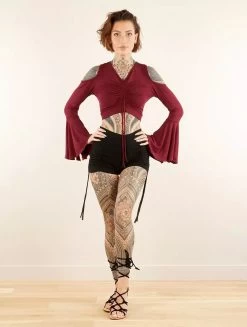 Top Dos Nu à Manches Longues évasées Et épaules Dénudées "Maena", Rouge Foncé -Magasin De Vêtements Pour Femmes top dos nu a manches longues evasees et epaules denudees maena rouge fonce p image 347754 grande