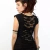 Top Manche Courte Avec Dos En Dentelle "Enlit", Noir