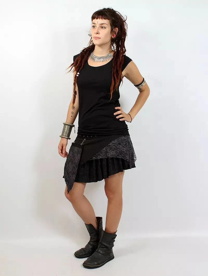 Top Manche Courte Avec Dos En Dentelle "Enlit", Noir 4 Top Manche Courte Avec Dos En Dentelle "Enlit", Noir – Image 4