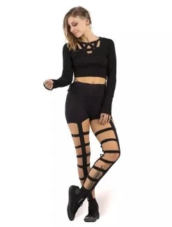 Crop Top à Manches Longues Et Dos Nu "Tacoma", Noir -Magasin De Vêtements Pour Femmes top fr 5 p image 329167 grande