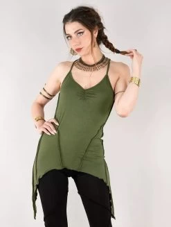 Top Long "Mahila", Vert Kaki