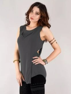 Top Loose Sans Manches "Leigha", Gris Foncé