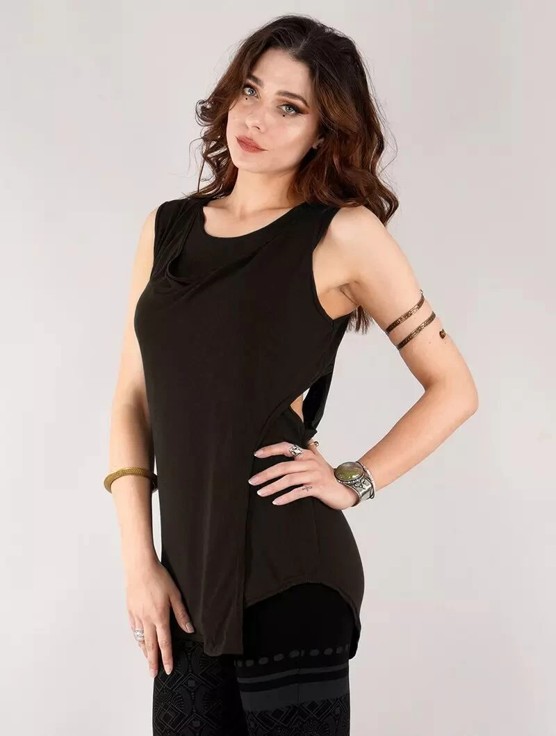 Top Loose Sans Manches "Leigha", Marron Foncé 6 Top Loose Sans Manches "Leigha", Marron Foncé – Image 6