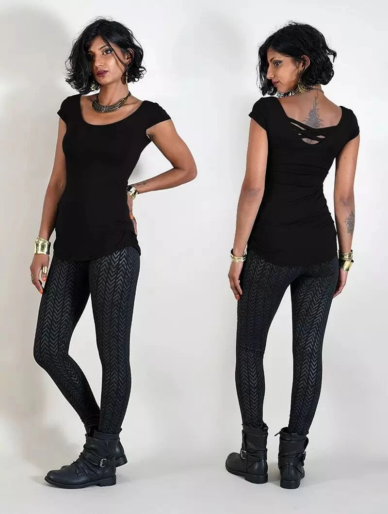 Top Réversible Manches Courtes "Layläa", Noir 3 Top Réversible Manches Courtes "Layläa", Noir – Image 3