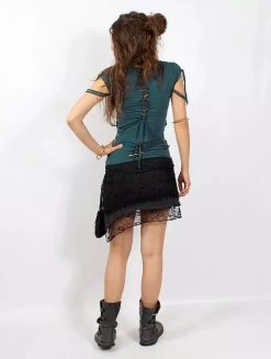 Top Manches Courtes "Tsukino", Bleu Pétrole -Magasin De Vêtements Pour Femmes top manches courtes tsukino bleu petrole p image 339680 grande