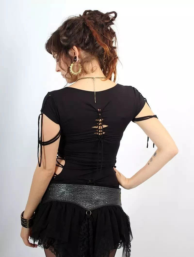 Top Manches Courtes "Tsukino", Noir 2 Top Manches Courtes "Tsukino", Noir – Image 2