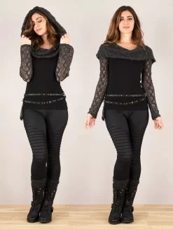 Top Manches Longues Crochet "Atmäa", Noir Et Gris -Magasin De Vêtements Pour Femmes top manches longues crochet atmaa noir et gris p image 347239 grande