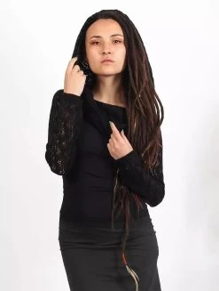 Top Manches Longues Crochet "Atmäa", Noir -Magasin De Vêtements Pour Femmes top manches longues crochet atmaa noir p image 344750 grande