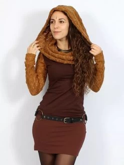 Top Manches Longues Crochet "Atmäa", Rouille Et Marron