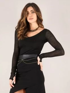 Top Manches Longues "Oneïssa", Noir