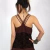 Top "Nytaya", Marron Et Dentelle Noire